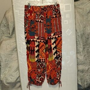 Christian Siriano Bowhemian Patchwork print  Joggers sz L
